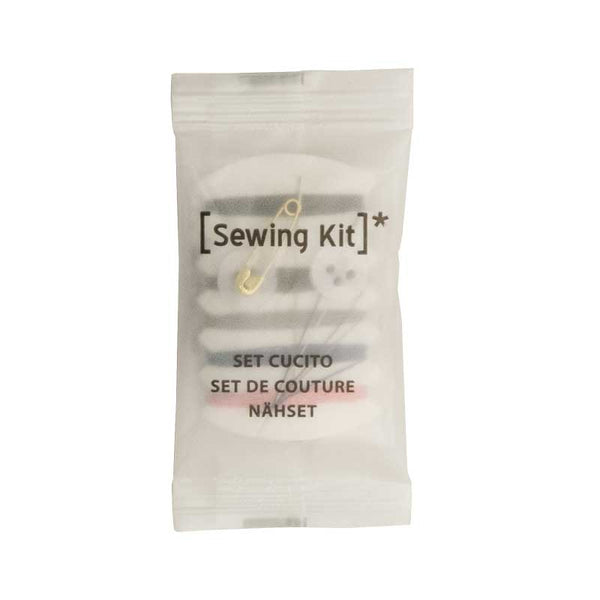 Sewing kit in transparent frosted heat-sealed sachet