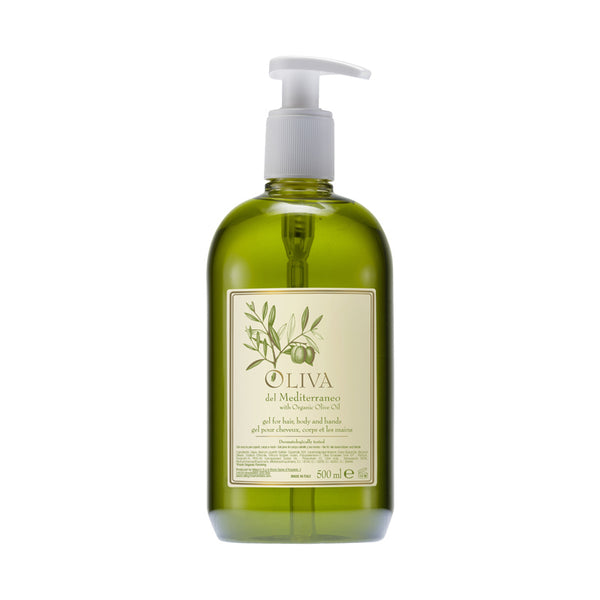 Distributeur rechargeable Shampooing Gel Douche et Mains, 500 ml - Oliva del Mediterraneo