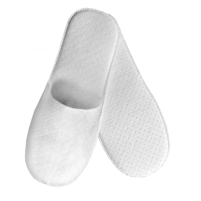 Bamboo closed white non-woven slippers