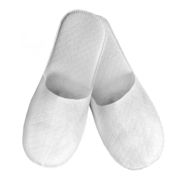 Bamboo closed white non-woven slippers