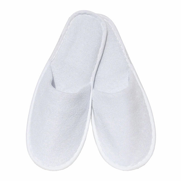 White Closed-Toed Terry Slippers