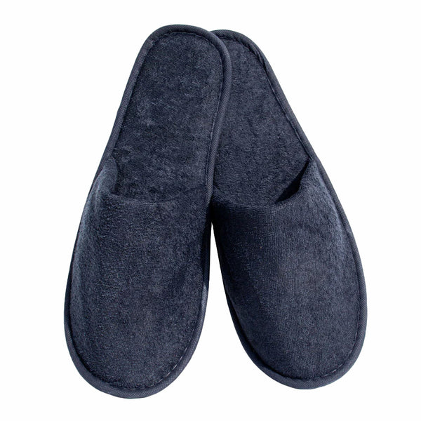 Blue Closed-Toed Terry Slippers