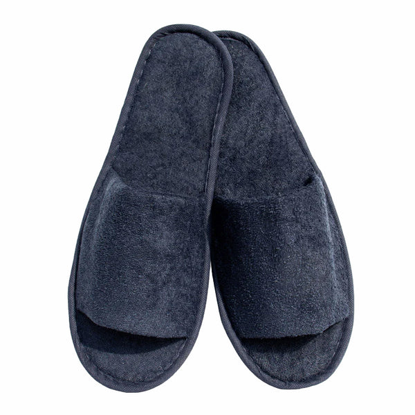 Slipper aus Frottee, Blau, Offen