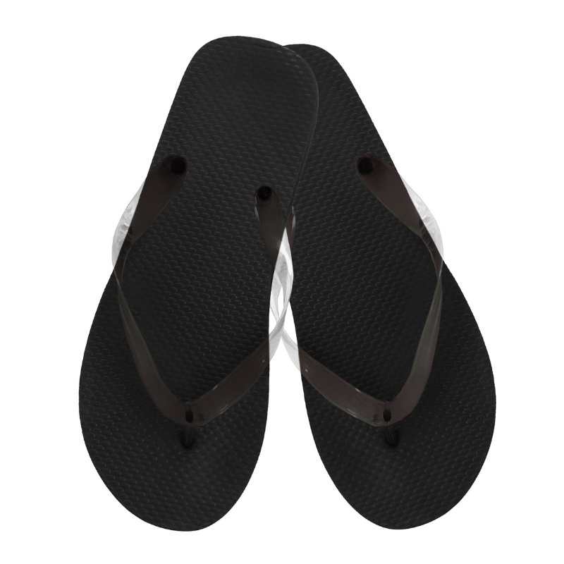 Gummi-Flip-Flops für Damen, schwarz.