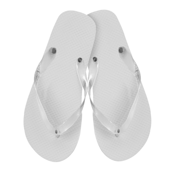 White Rubber Flip Flops, women's size