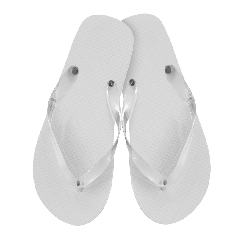 White Rubber Flip Flops, women's size