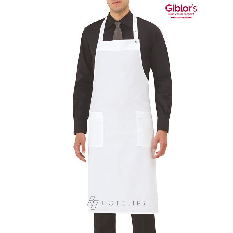 Tablier à Bavette Réglable en Coton, Blanc - Giblor's