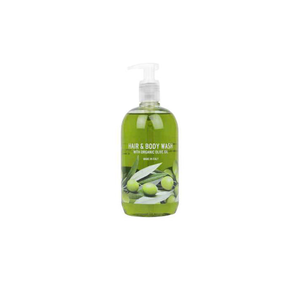 Distributeur rechargeable shampooing et gel douche mains et corps et cheveux, Huile d'olive biologique 500 ml