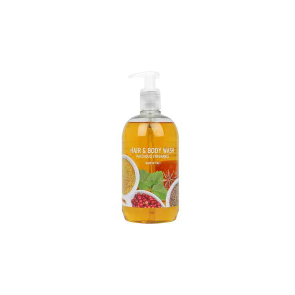 Distributeur jetable shampooing et gel douche mains et corps et cheveux, Patchouli Amber 500 ml