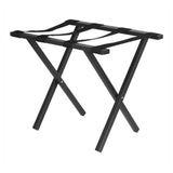 Luggage rack in black painted metal with black PVC straps