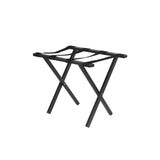 Luggage rack in black painted metal with black PVC straps