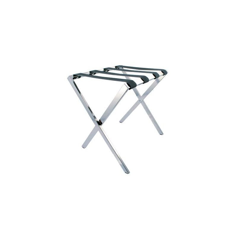 Foldable luggage rack, satin finish steel, eco-leather straps