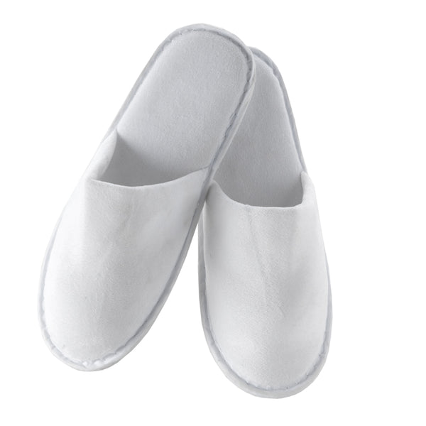 Chaussons Blancs, Fermés, en Velours Luxe