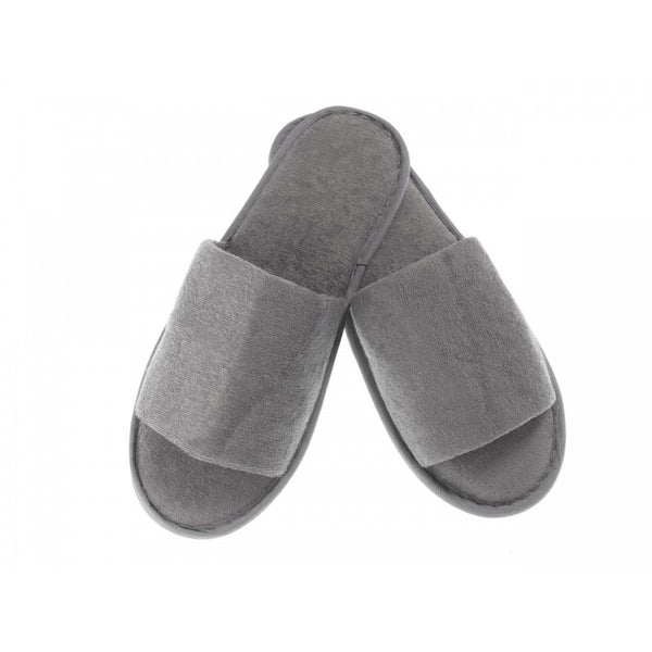 Chaussons Gris, Ouverts, en Éponge Luxe