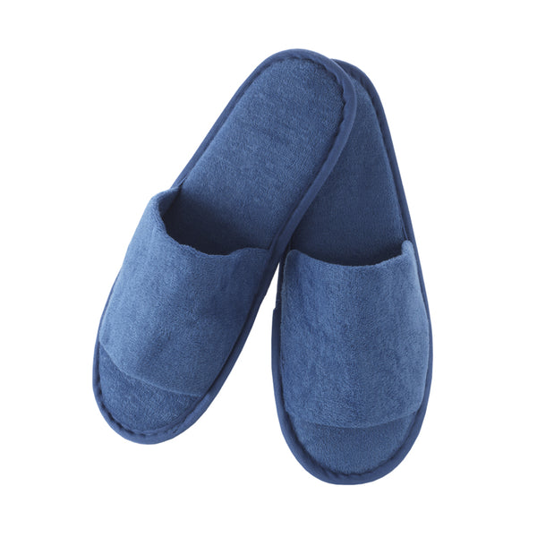 Chaussons Bleus, Ouverts, en Éponge Luxe