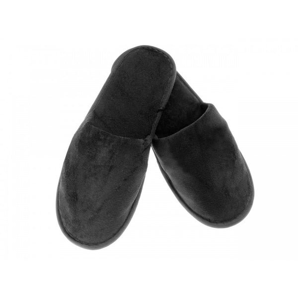 Slipper aus Velours, schwarz, geschlossen