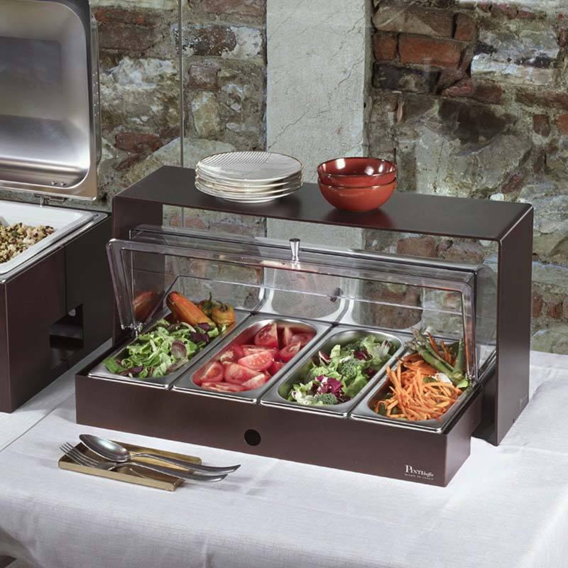 Porta Verdure 4 Scomparti Refrigerato con Base Bassa, buffet Caleido - Pintinox