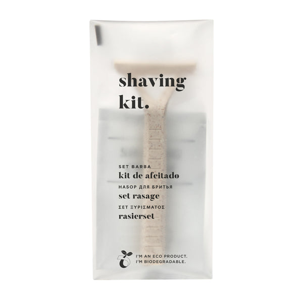 Biodegradable shaving kit in Eco flowpack