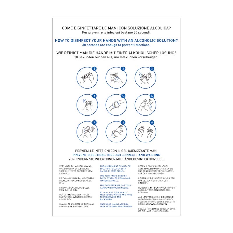 Porta avvisi da banco in plexiglas - Come disinfettare le mani